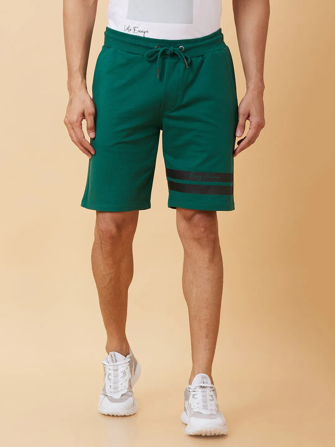 Green Regular Fit Men's Shorts by Being Human Clothing