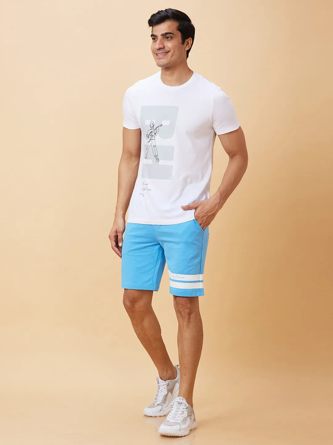 Being Human Clothing Men Regular Fit Shorts-Light Blue