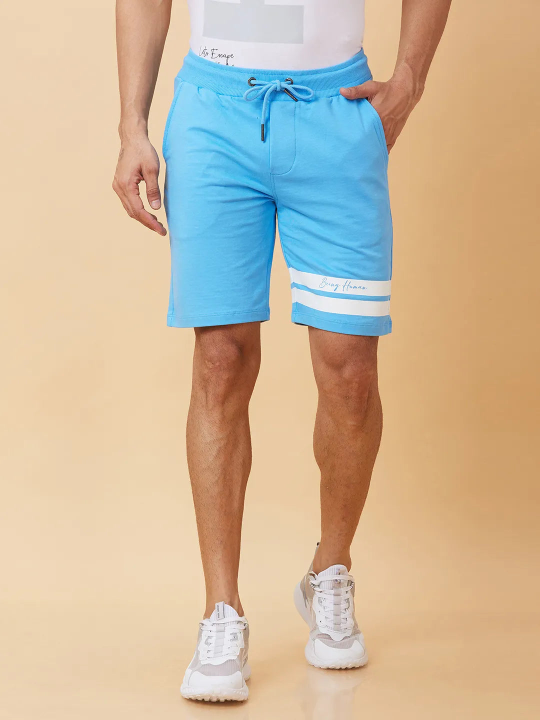 Being Human Clothing Men Regular Fit Shorts-Light Blue
