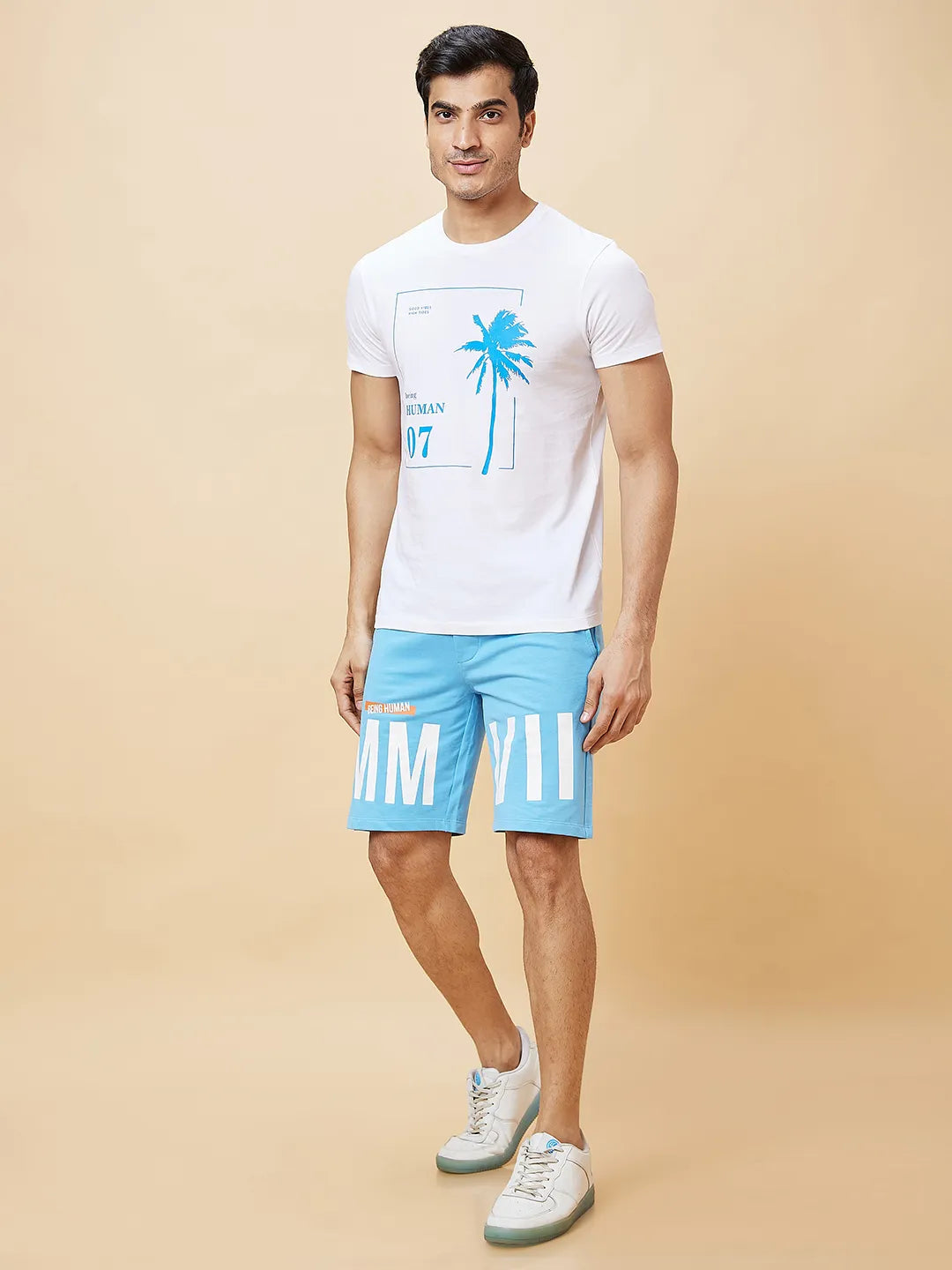 Being Human Clothing Men Regular Fit Shorts-Light Blue