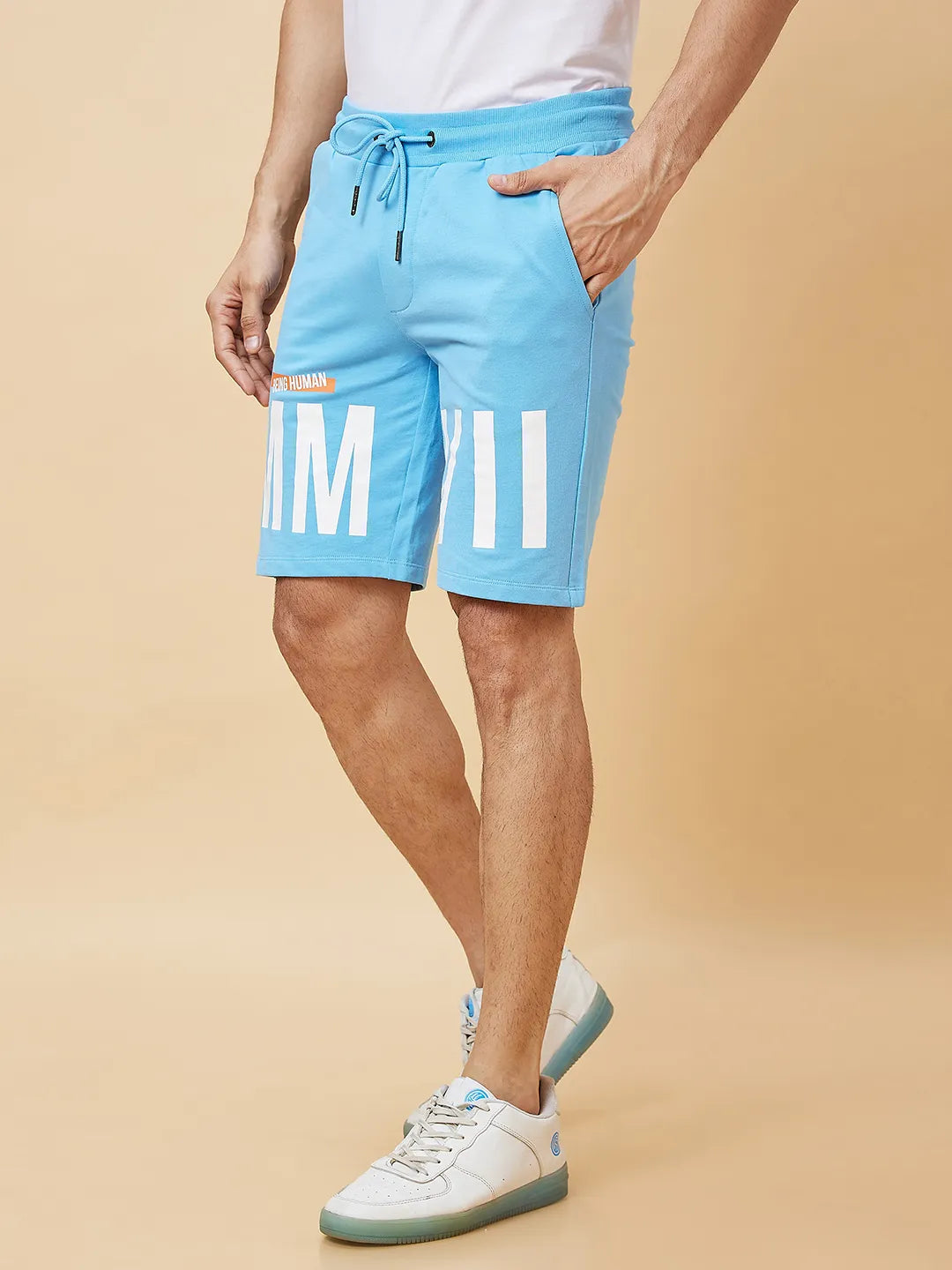 Being Human Clothing Men Regular Fit Shorts-Light Blue