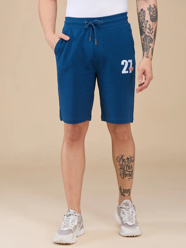 Navy Regular Fit Shorts For Men By Being Human Clothing