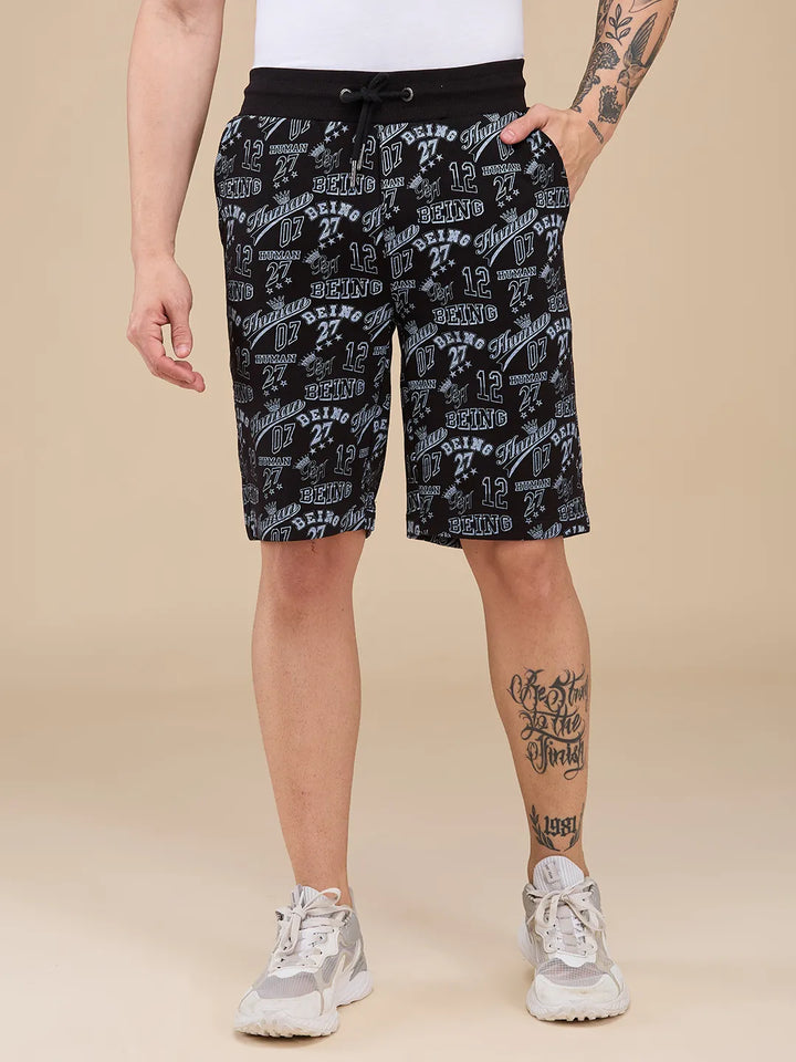 Black Regular Fit Shorts For Men By Being Human Clothing