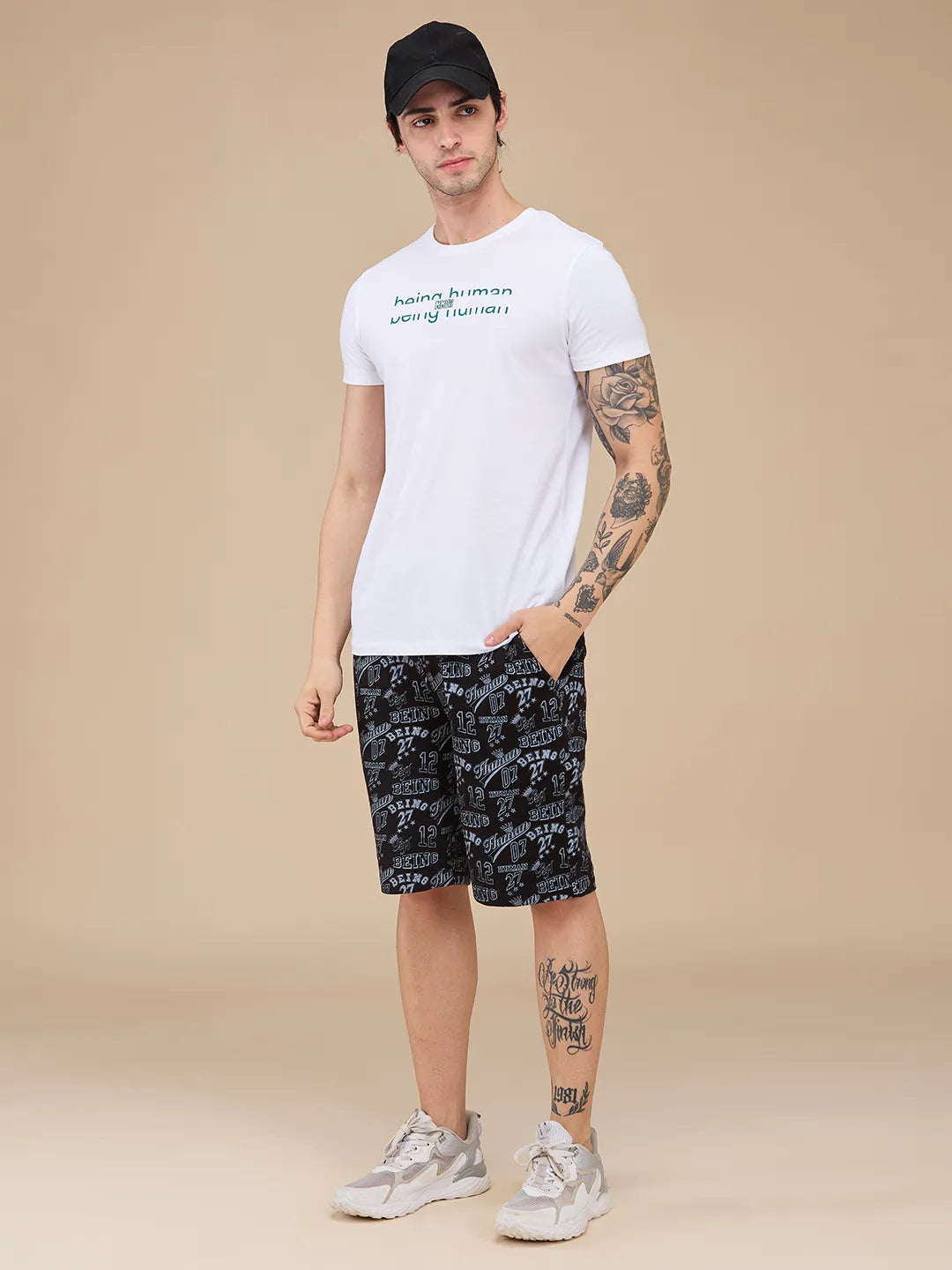 Being Human Clothing Mens-Bottom Shorts Black