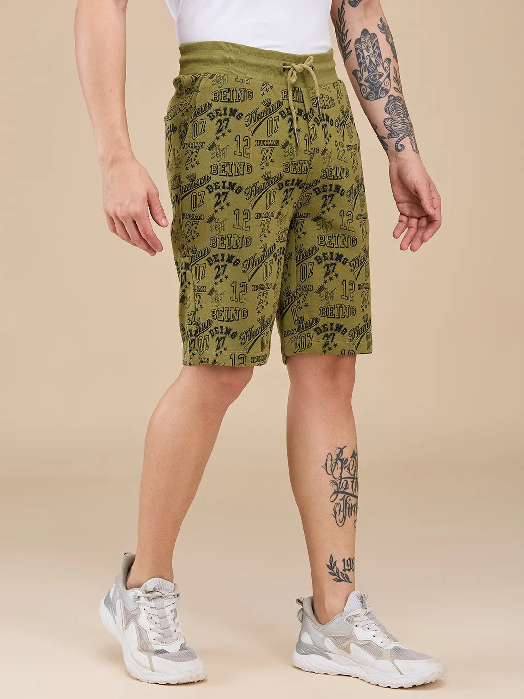 Being Human Clothing Mens-Bottom Shorts Olive