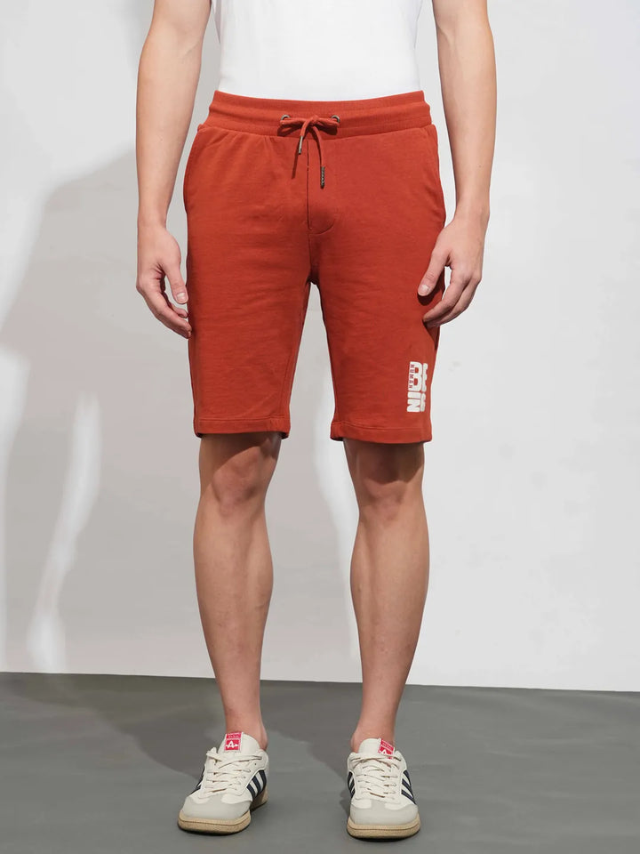 Rust Regular Fit Shorts For Men By Being Human Clothing