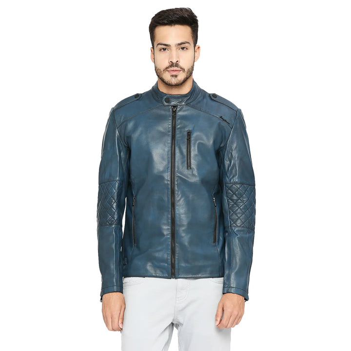 Blue Regular Fit Men's Jacket by Being Human Clothing
