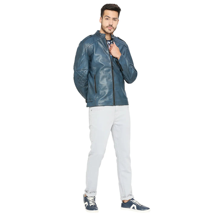 Blue Regular Fit Men's Jacket
