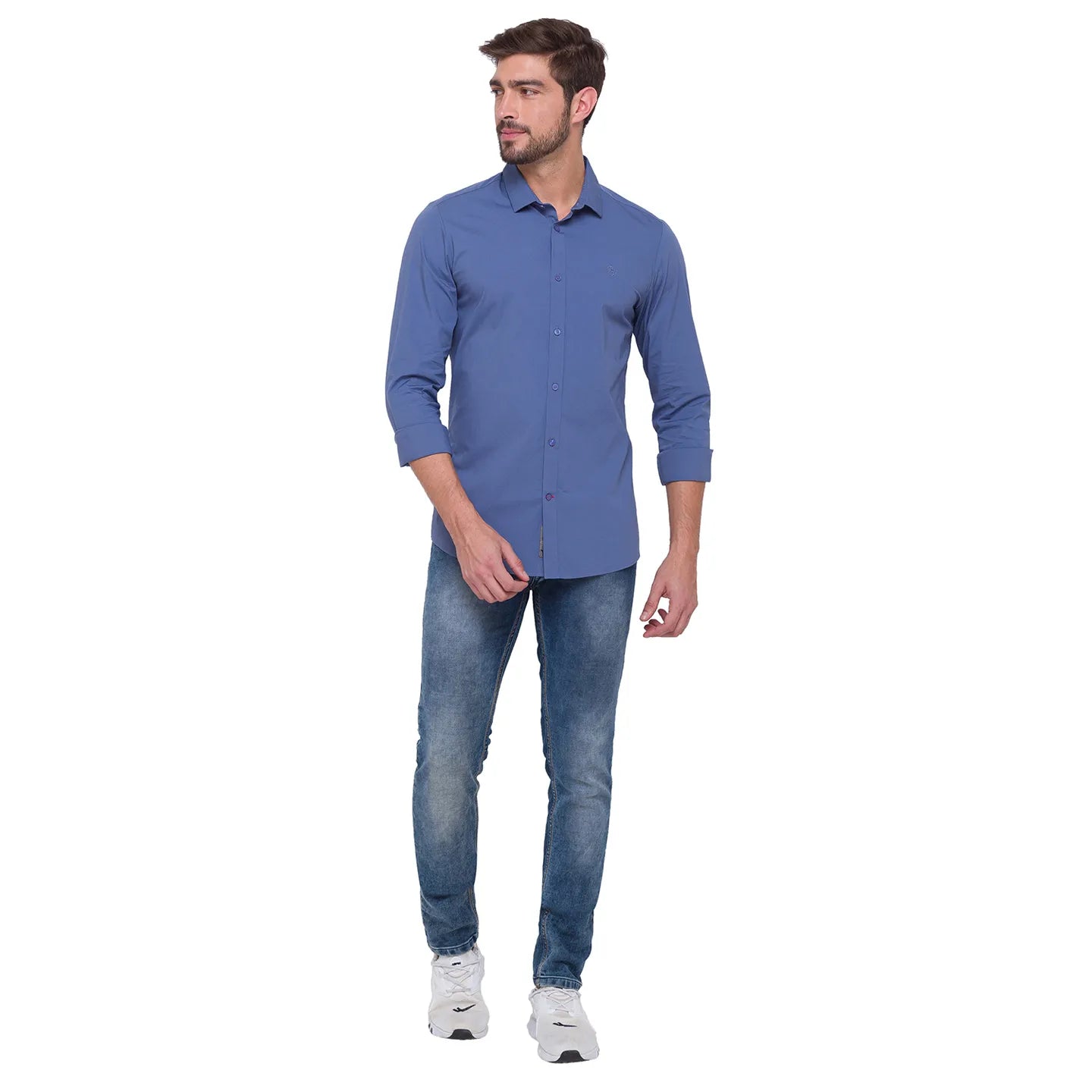 Being Human Clothing Men Slim Fit Collared Shirts-Grey