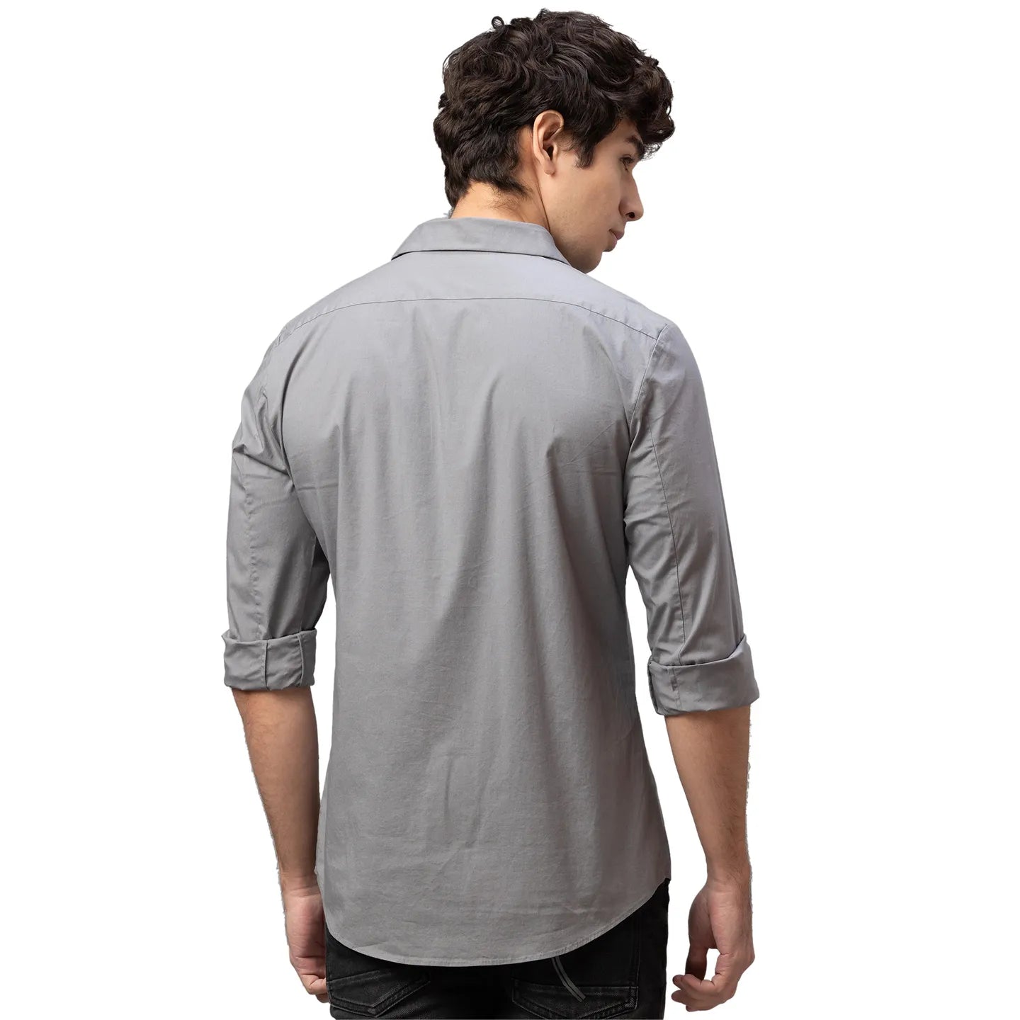 Being Human Clothing Men Slim Fit Collared Shirts-Charcoal