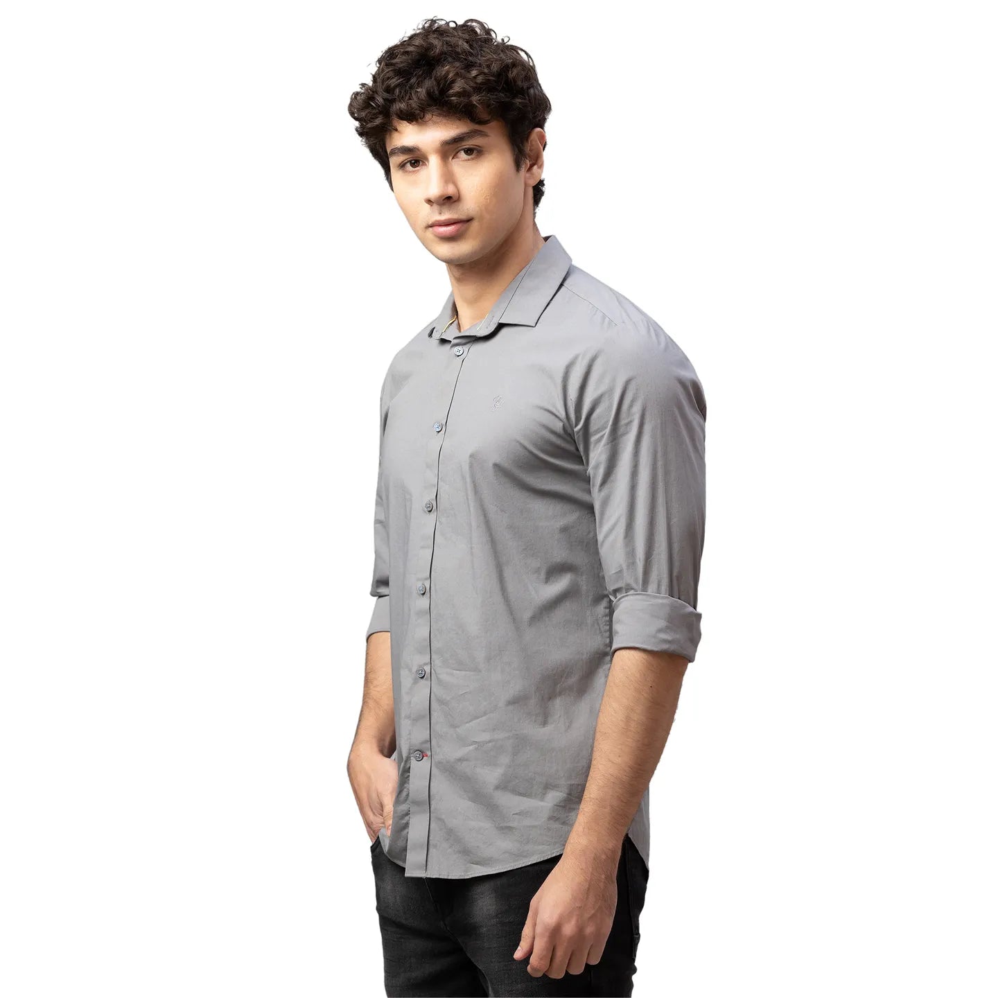 Being Human Clothing Men Slim Fit Collared Shirts-Charcoal