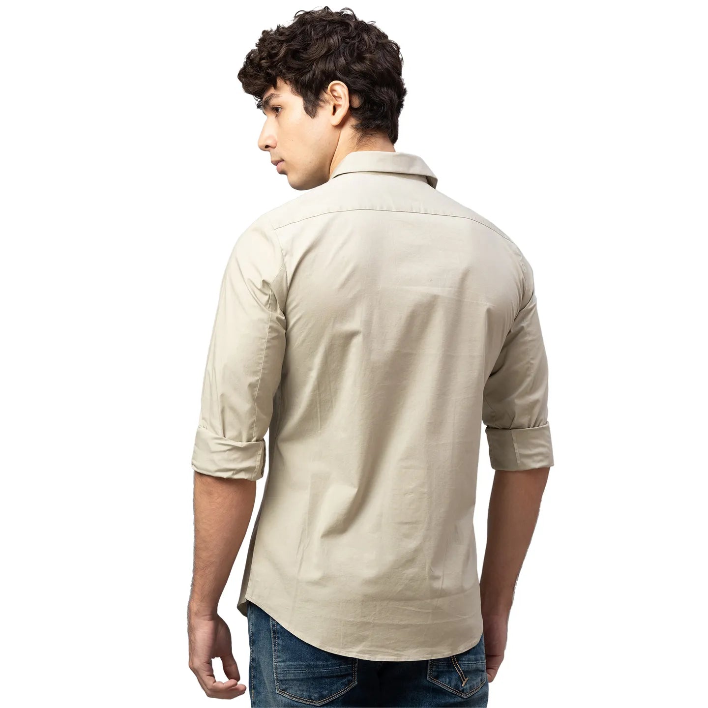 Being Human Clothing Men Slim Fit Collared Shirts-Sand