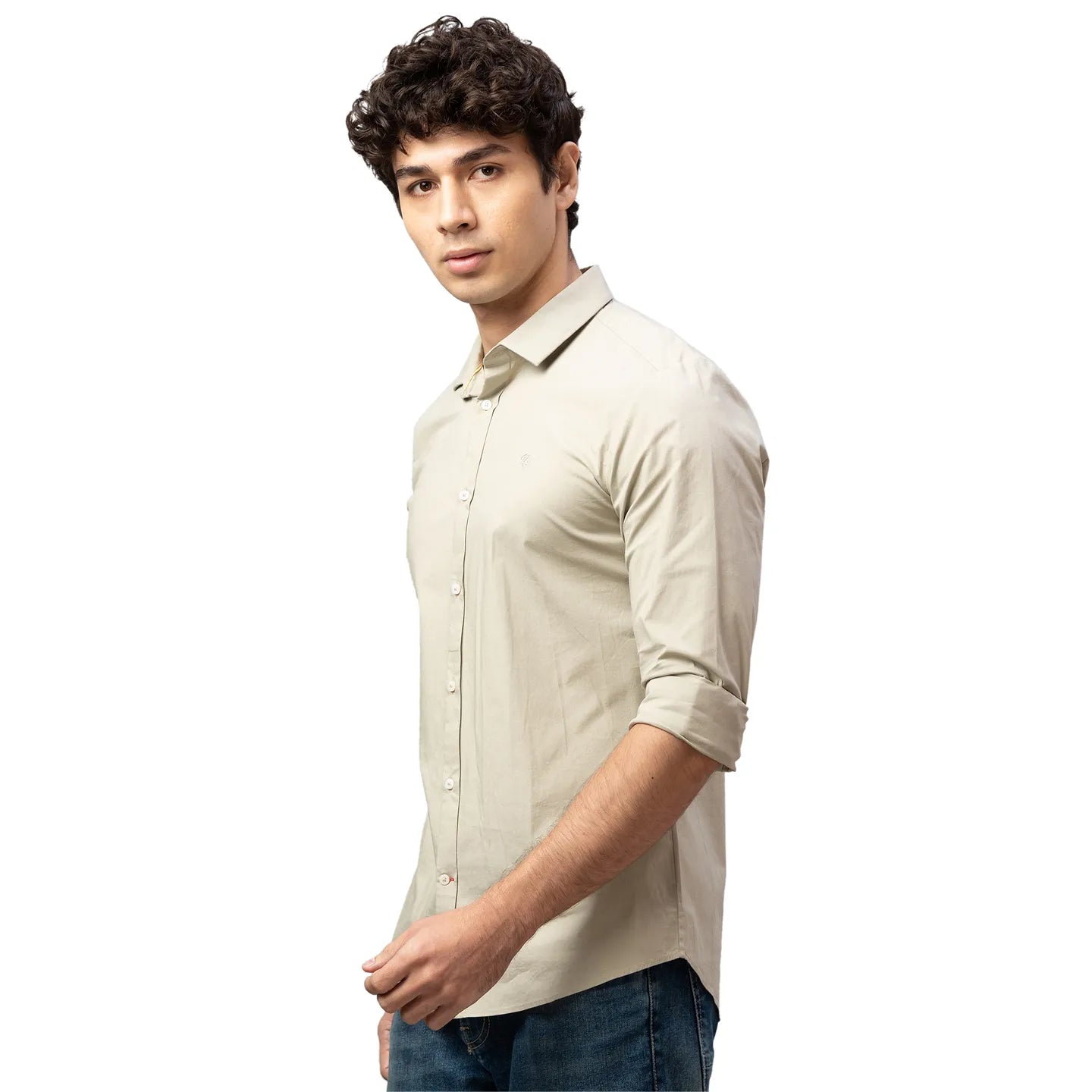Being Human Clothing Men Slim Fit Collared Shirts-Sand