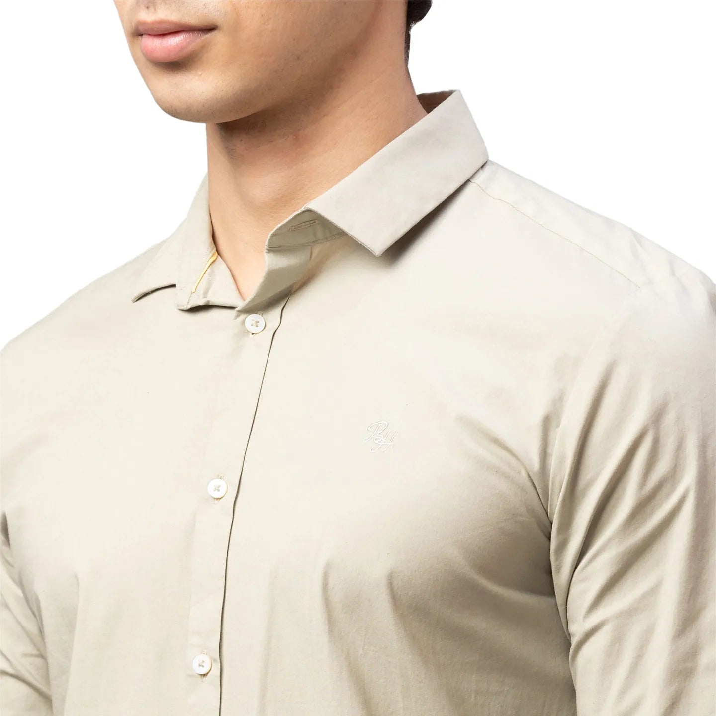 Being Human Clothing Men Slim Fit Collared Shirts-Sand