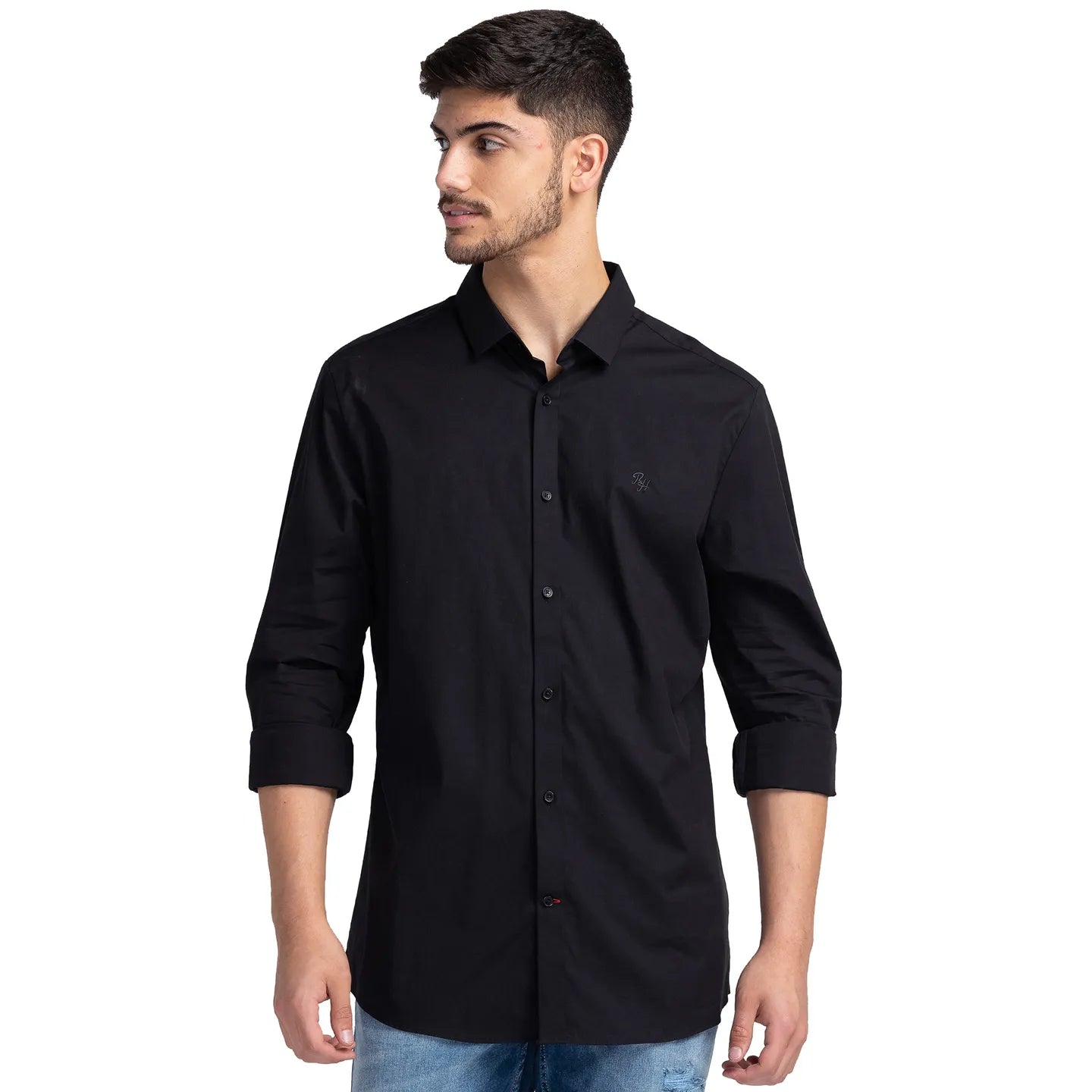 Being Human Clothing Men Slim Fit Collared Shirts-Black