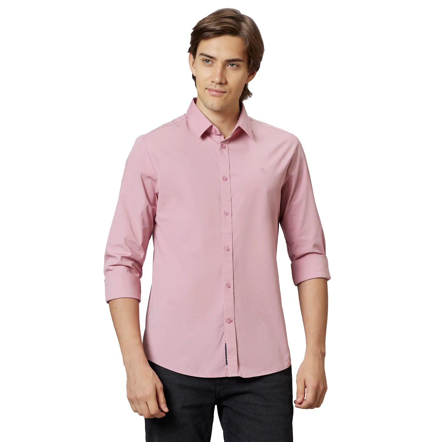 Being Human Clothing Men Slim Fit Collared Shirts-Dusty Pink