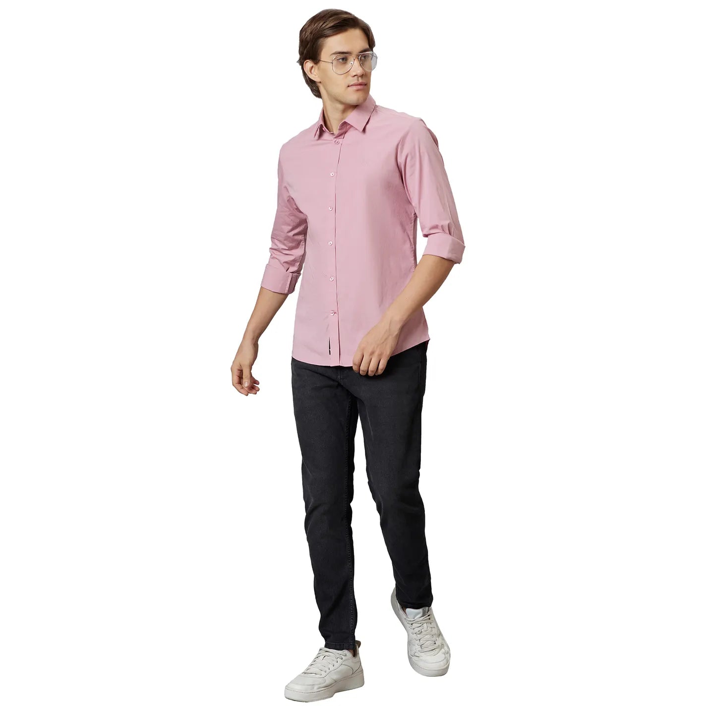 Being Human Clothing Men Slim Fit Collared Shirts-Dusty Pink