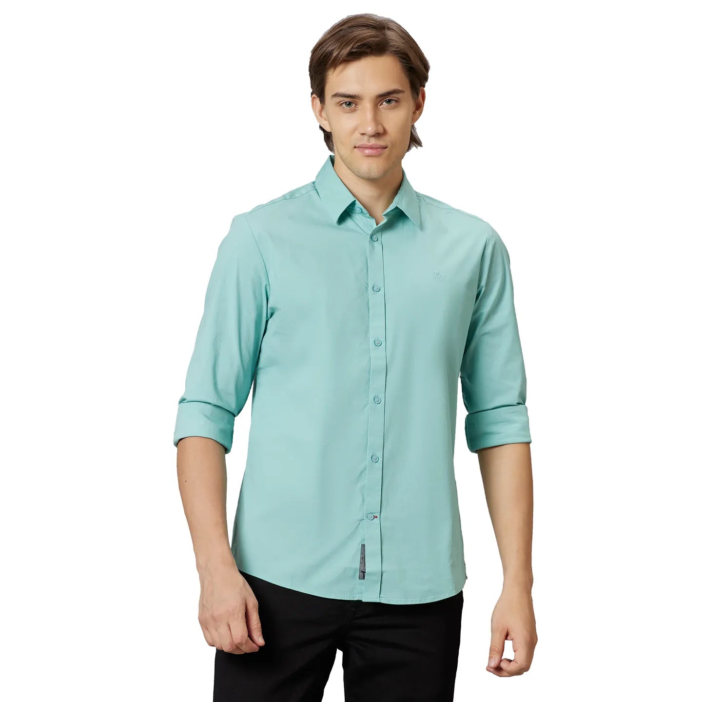 Being Human Clothing Men Slim Fit Collared Shirts-Green