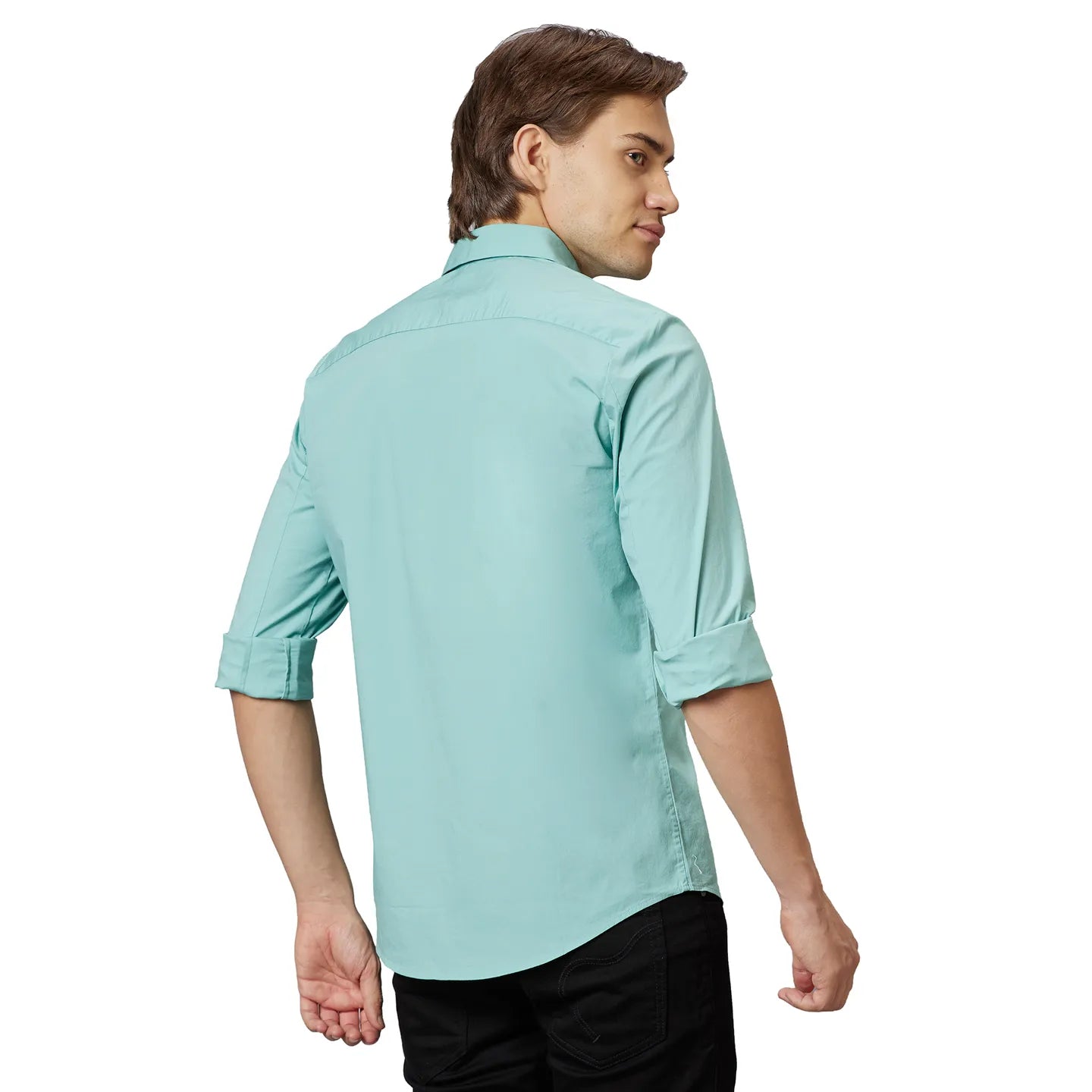 Being Human Clothing Men Slim Fit Collared Shirts-Green