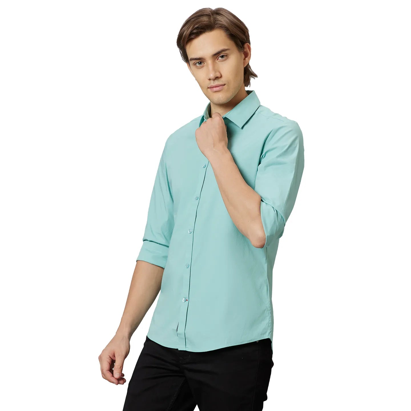 Being Human Clothing Men Slim Fit Collared Shirts-Green