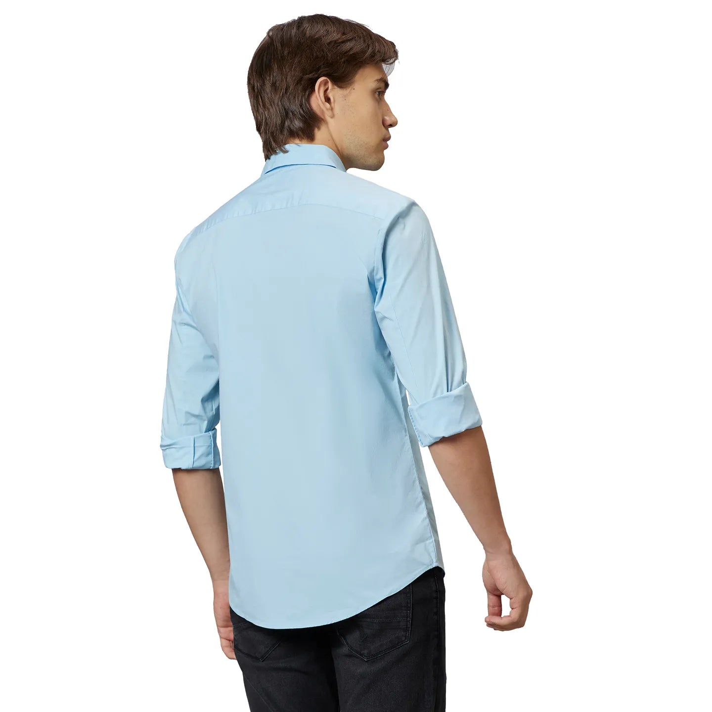 Being Human Clothing Men Slim Fit Collared Shirts-Lt.Blue