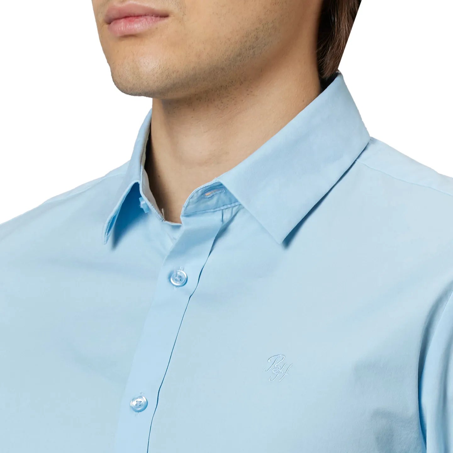 Being Human Clothing Men Slim Fit Collared Shirts-Lt.Blue