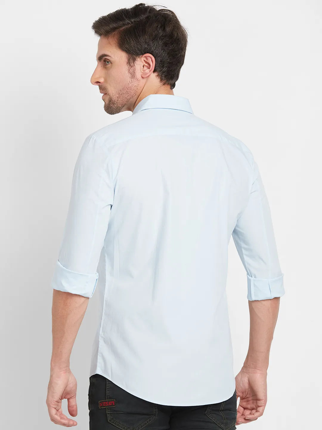 Sky Blue Slim Fit Regular Collar Mens' Shirt by Being Human Clothing