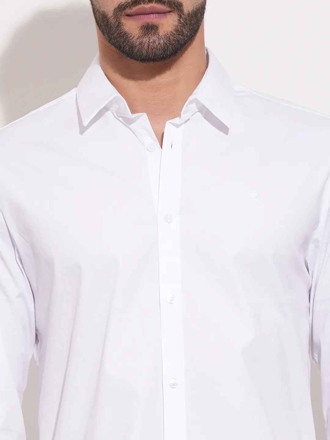 White Slim Fit Regular Collar Men's Shirt by Being Human Clothing