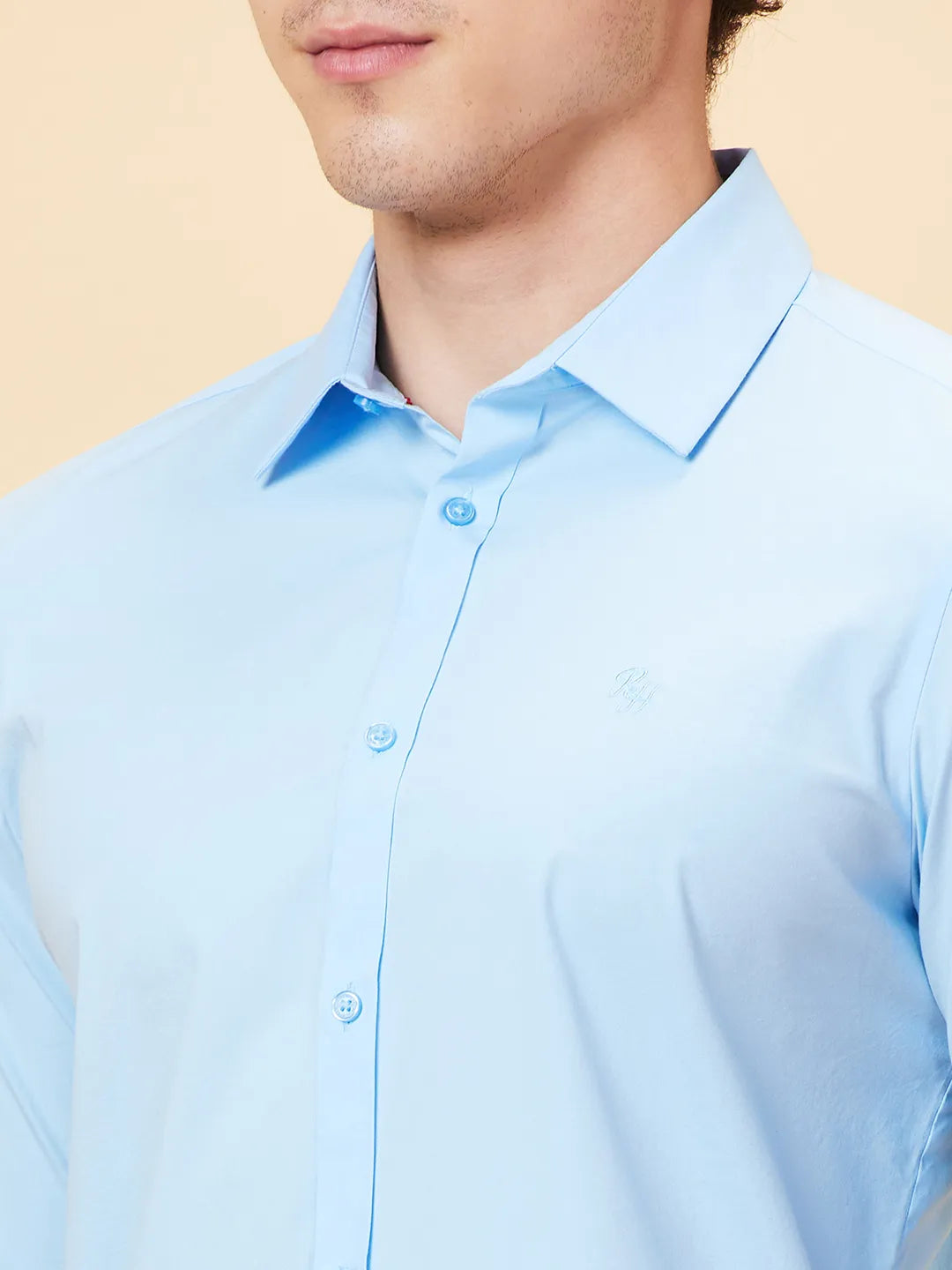 Blue Slim Straight Fit Regular Collar Long Sleeves Men's Shirt by Being Human Clothing