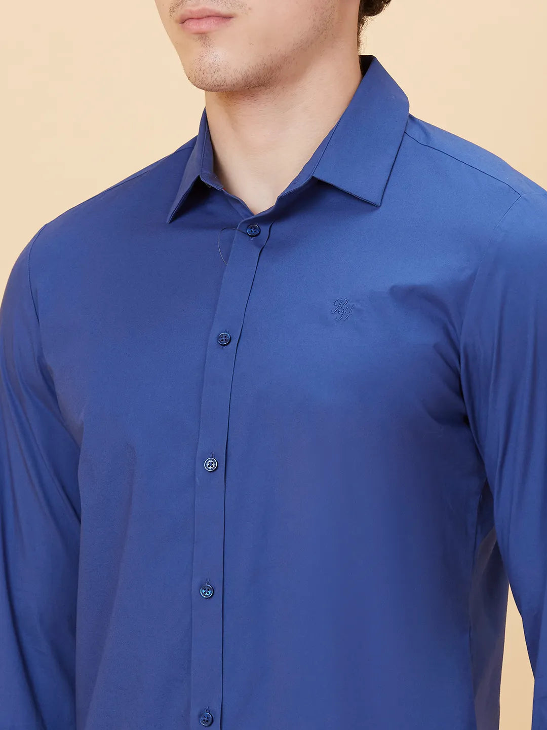 Navy Slim Fit Regular Collar Men's Shirt by Being Human Clothing