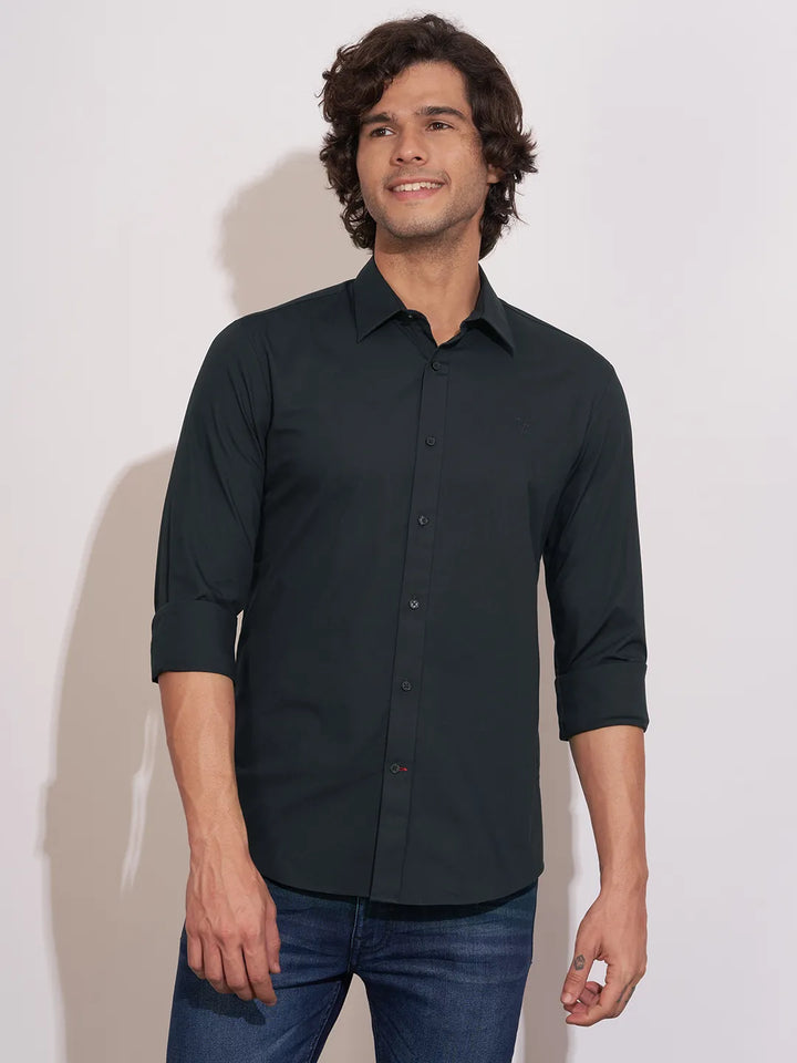 Moderno Fit Regular Collar Long Sleeves Cotton Blend Men's Shirt by Being Human Clothing