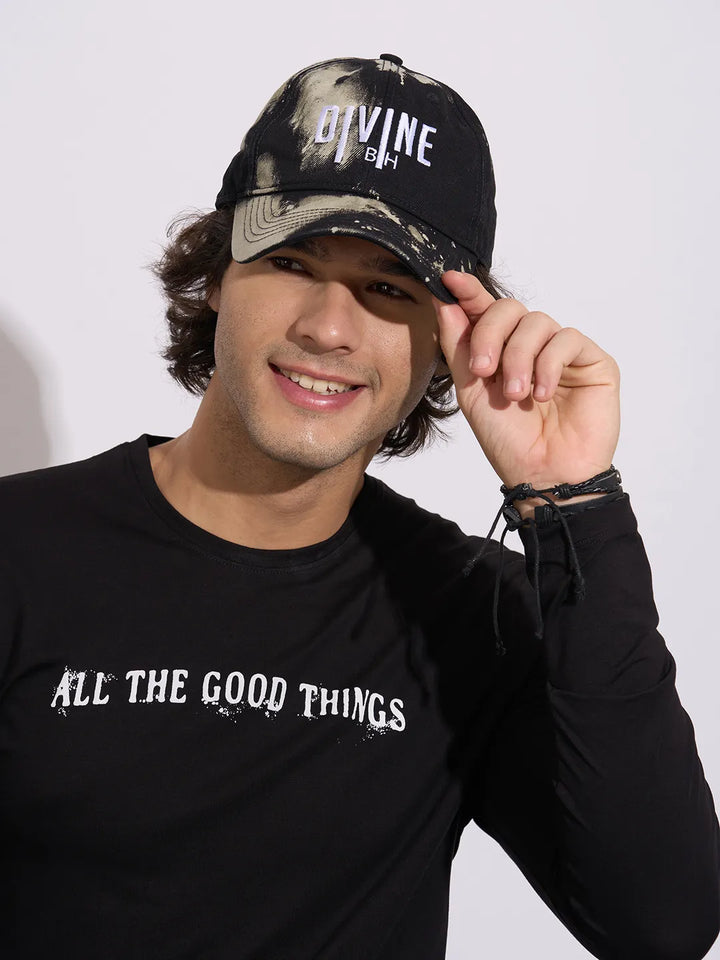 Black Cotton Unisex Cap by Being Human Clothing