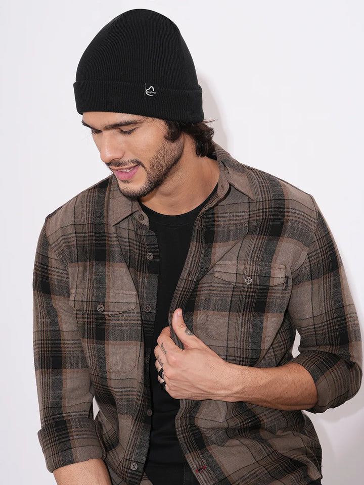 Black Cotton Unisex Cap by Being Human Clothing