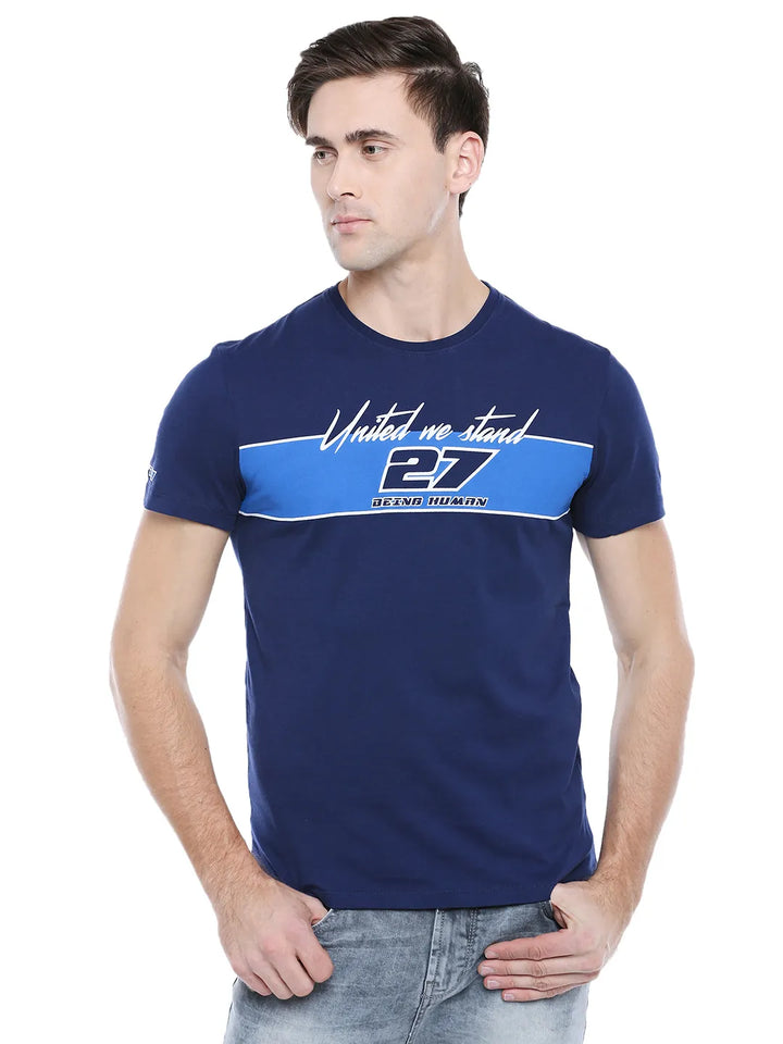 Blue Regular Fit Men's Short Sleeves T-Shirt by Being Human Clothing