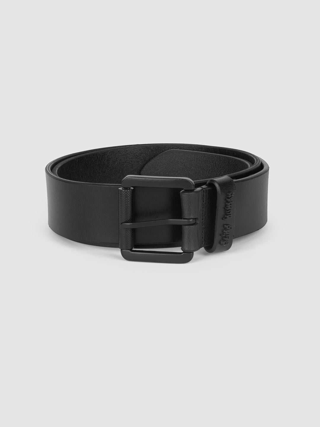 Black Solid Buckle Pin Men's Belt by Being Human Clothing