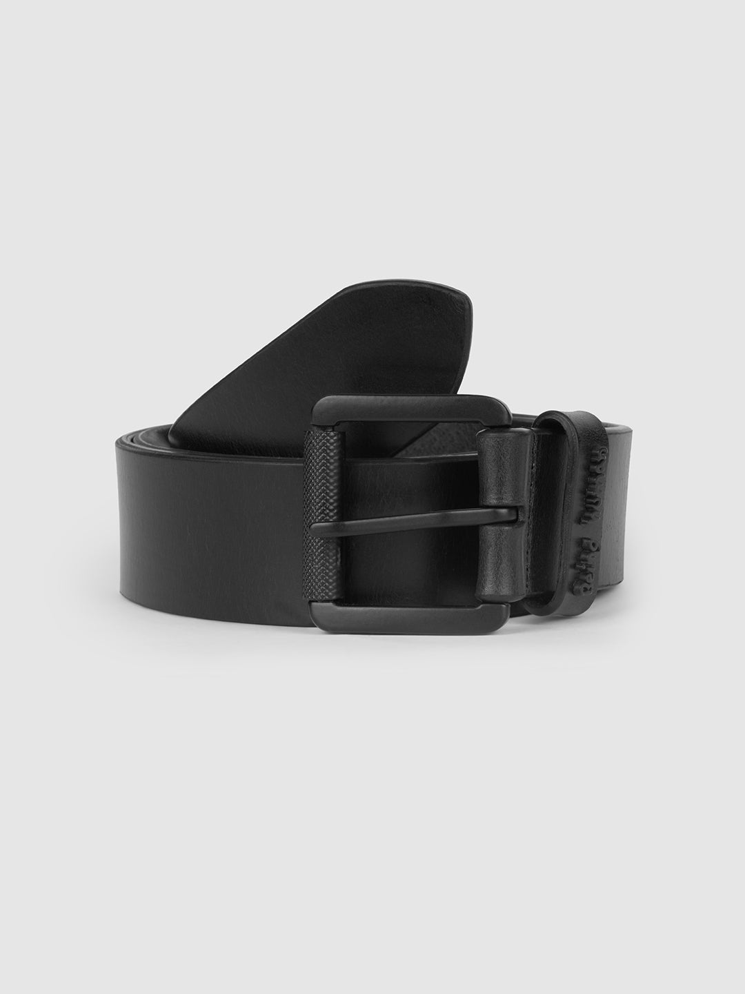 Black Solid Buckle Pin Men's Belt by Being Human Clothing