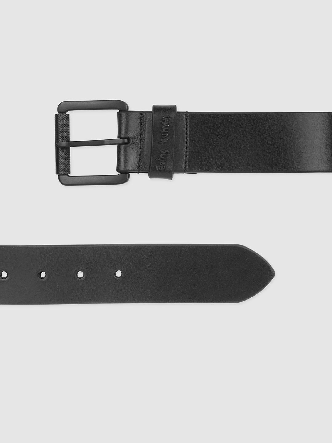Black Solid Buckle Pin Men's Belt by Being Human Clothing