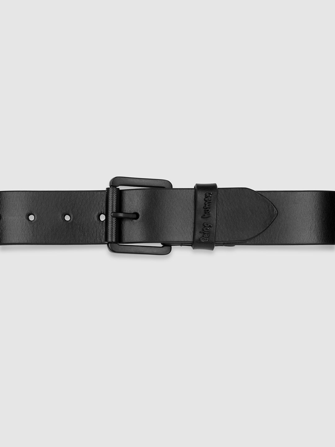 Black Solid Buckle Pin Men's Belt by Being Human Clothing