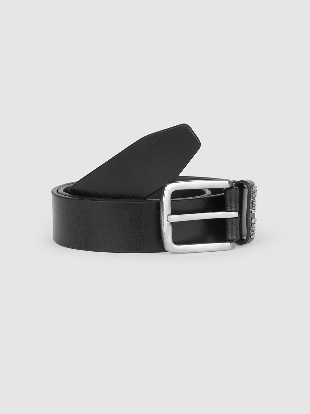 Black Solid Buckle Pin Men's Belt by Being Human Clothing