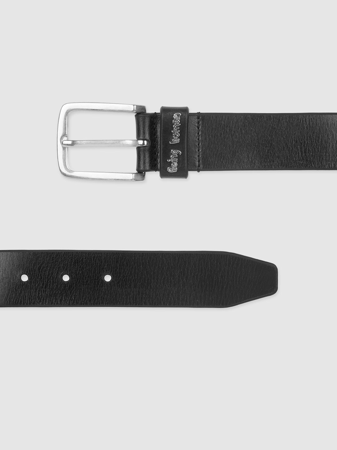 Black Solid Buckle Pin Men's Belt by Being Human Clothing