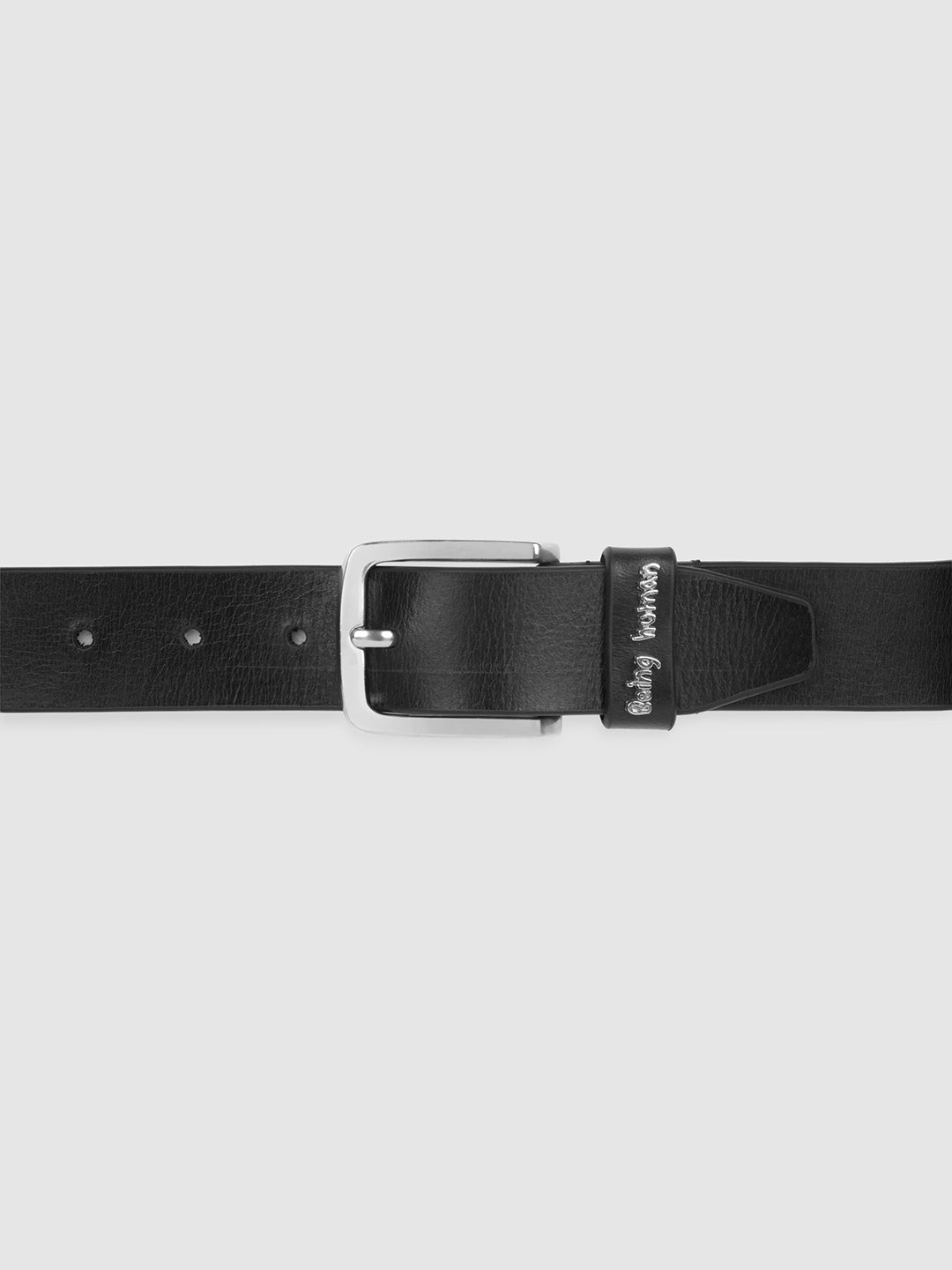 Black Solid Buckle Pin Men's Belt by Being Human Clothing
