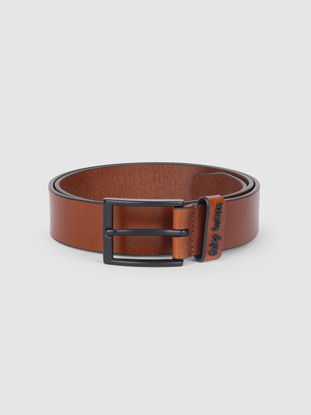 Tan Solid Buckle Pin Men's Belt by Being Human Clothing
