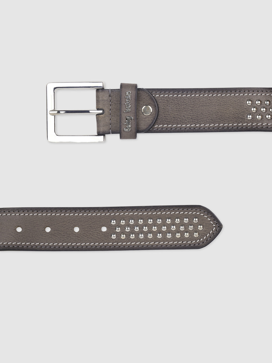 Grey Embellished Buckle Pin Men's Belt by Being Human Clothing