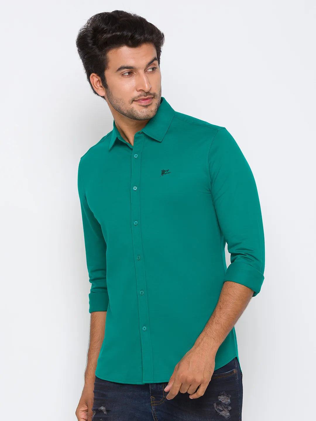 Being Human Clothing Men Slim Fit Collared Shirts-Green