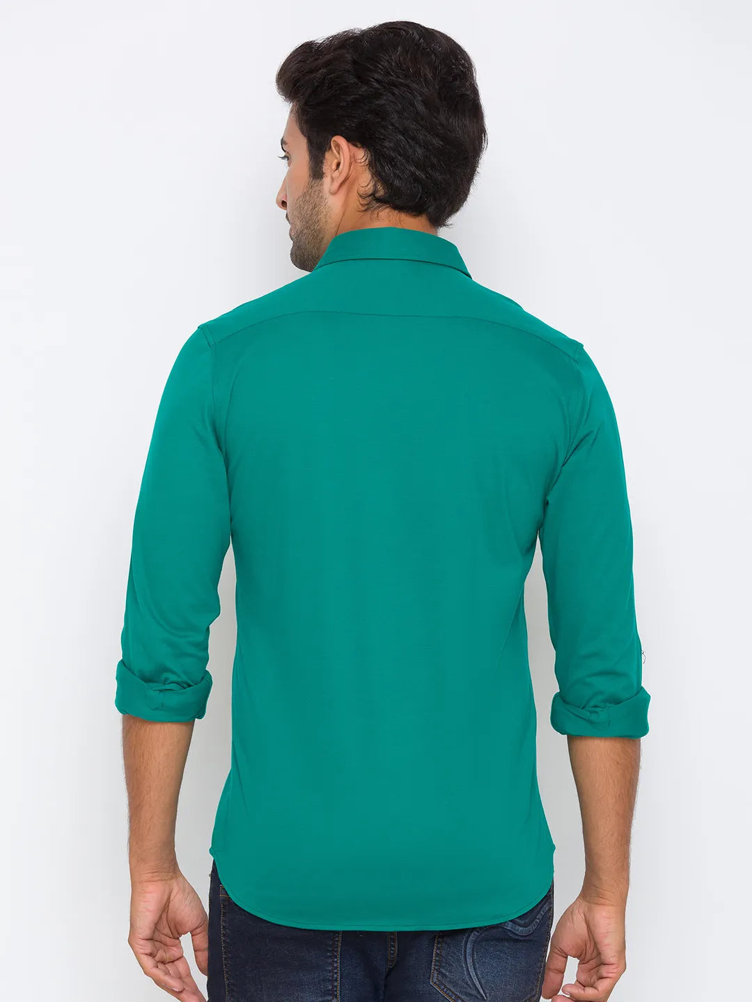 Being Human Clothing Men Slim Fit Collared Shirts-Green