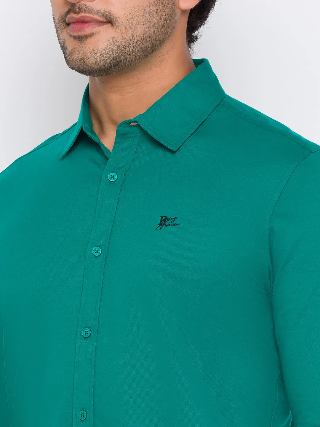 Being Human Clothing Men Slim Fit Collared Shirts-Green