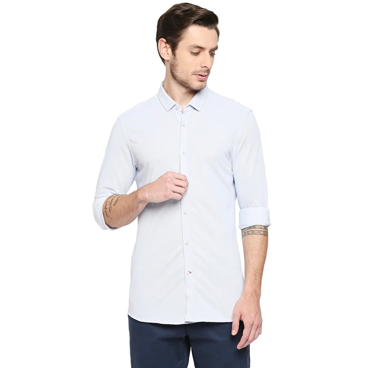 Blue Super Slim Fit Regular Collar Men's Shirt by Being Human Clothing