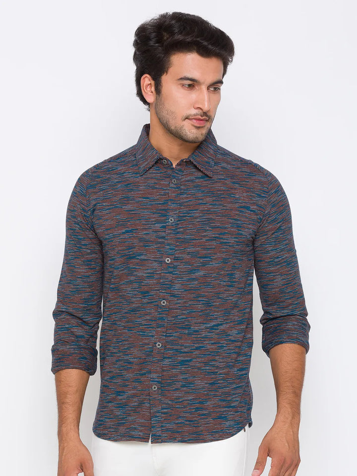 Brown Super Slim Fit Regular Collar Men's Shirt by Being Human Clothing