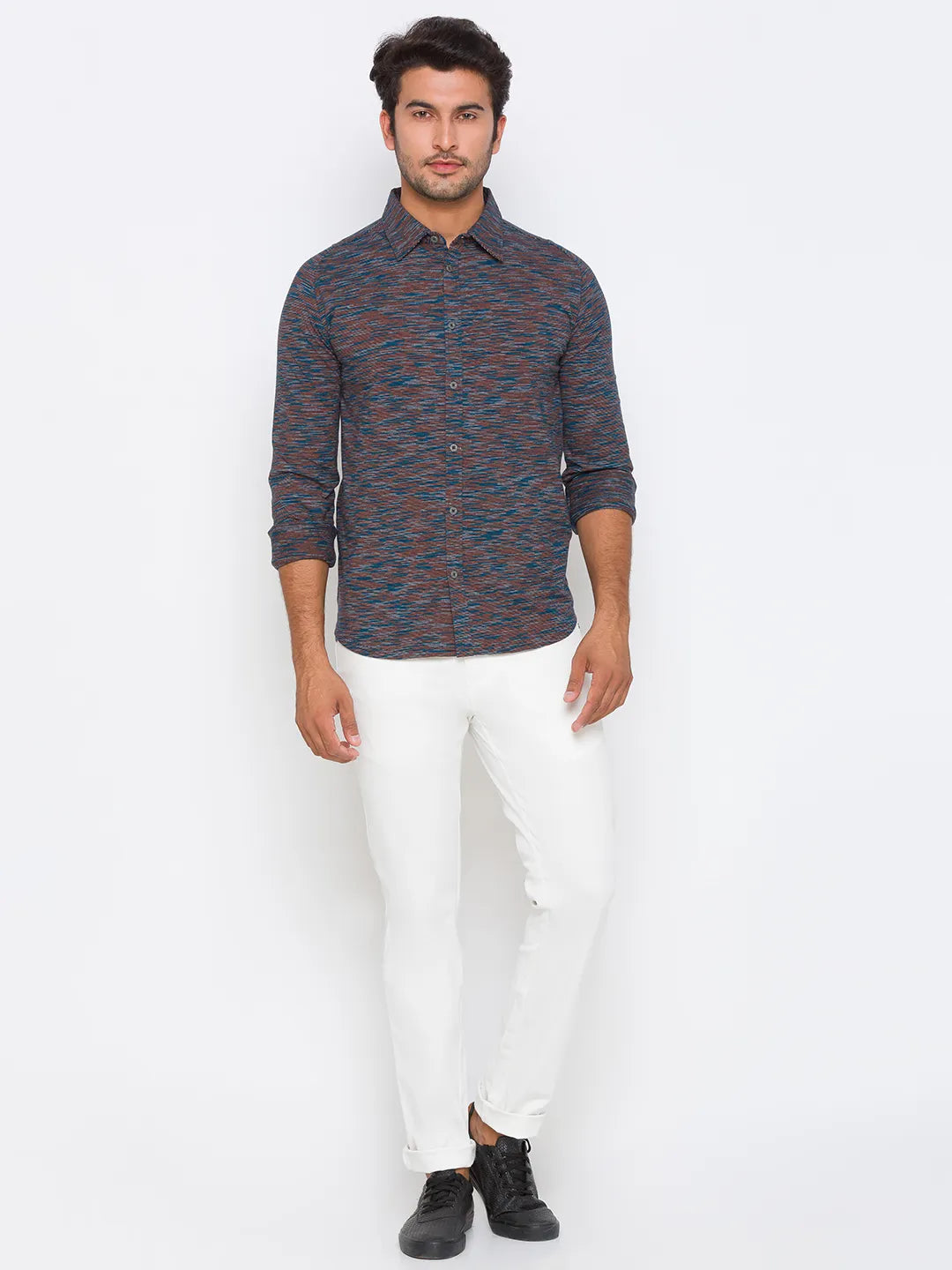 Being Human Clothing Men Slim Fit Collared Shirts-Brown