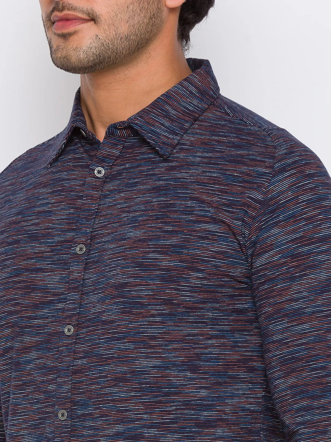 Being Human Clothing Men Slim Fit Collared Shirts-Navy